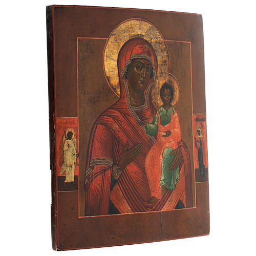 Nossa Senhora de Esmolensco ícone russo antigo 36x30 cm séc. XIX 3