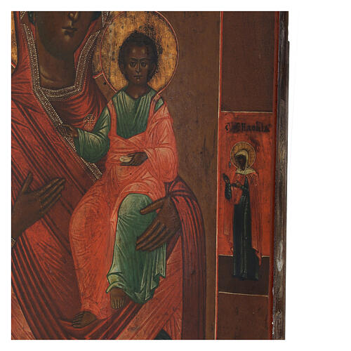 Nossa Senhora de Esmolensco ícone russo antigo 36x30 cm séc. XIX 6