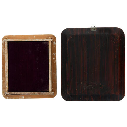 Madonna di Smolensk con teca icona russa antica XIX sec 27x23 cm 8