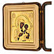 Madonna di Smolensk con teca icona russa antica XIX sec 27x23 cm s5