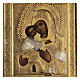 Madonna di Vladimir XIX sec con teca icona russa antica 25x21 cm s2