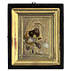 Our Lady of Vladimir icon with case 19th century antique Russian 25x21 cm s1