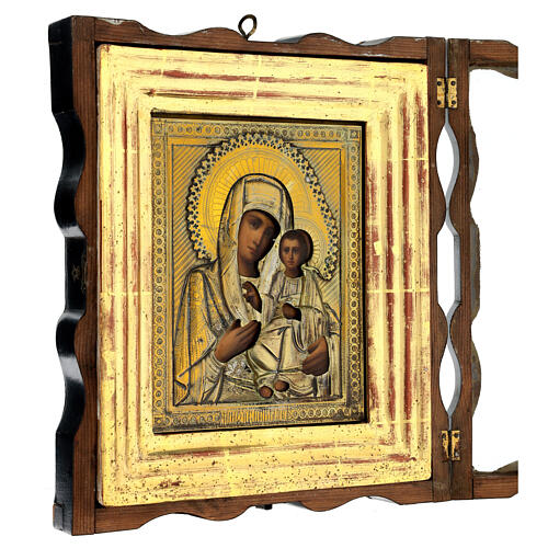 Alte russische Ikone „Gottesmutter von Smolensk“ mit Schutzvitrine, 19. Jh., 34 × 29 cm 7
