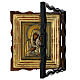 Madonna di Smolensk XIX sec con teca icona russa antica 34x29 cm s8