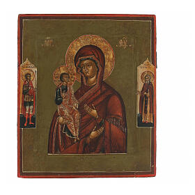 Madonna delle tre mani XIX sec icona russa antica 22x19 cm