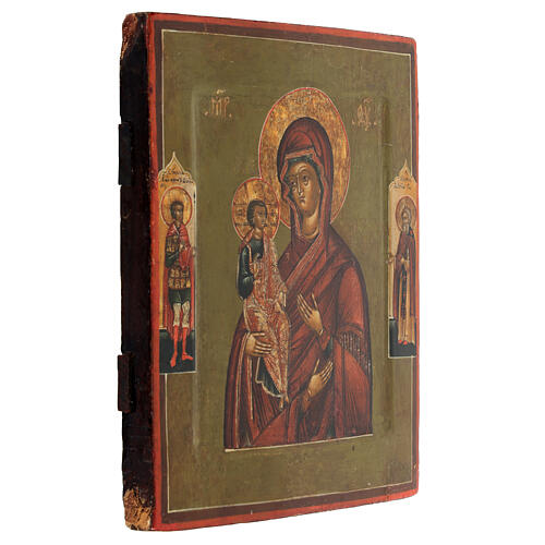 Madonna delle tre mani XIX sec icona russa antica 22x19 cm 3