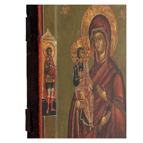 Madonna delle tre mani XIX sec icona russa antica 22x19 cm 4