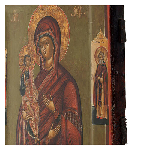 Madonna delle tre mani XIX sec icona russa antica 22x19 cm 6
