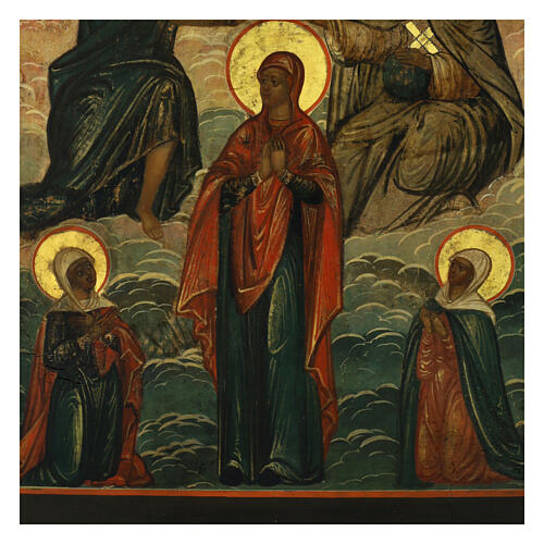 Icona antica russa Incoronazione della Vergine XIX sec 40x34 cm 8