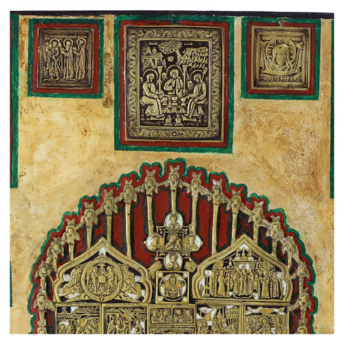 Icona antica Russa Stauroteca con bronzi XVIII - XIX sec 75x67 cm 9