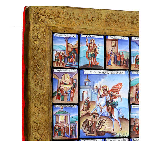 Icona San Giorgio e scene di vita smalti finift Russia XX sec 34x29 cm 4
