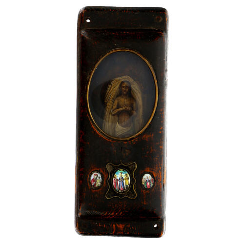 Ancient Russian icon, Relic of the Deposition in the Sepulchre, Finift enamel, 12.6x5.1 in 1