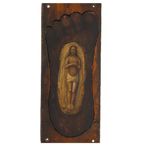Ancient Russian icon, Relic of the Deposition in the Sepulchre, Finift enamel, 12.6x5.1 in 4