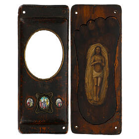 Ancient Russian icon Relic of the Deposition of the Sepulcher finift enamel 32x13 cm