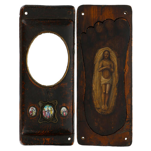 Ancient Russian icon Relic of the Deposition of the Sepulcher finift enamel 32x13 cm 2