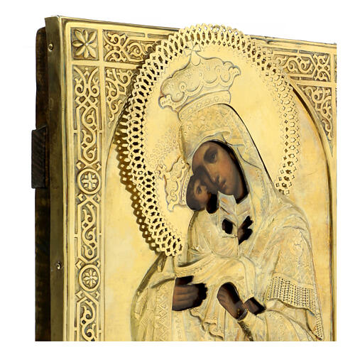 Icône ancienne russe Mère de Dieu de Pochaiev riza XVIIIe siècle 29,5x23,5 cm 7