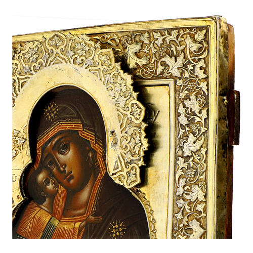 Ancient Russian gilded icon, Virgin of Vladimir, 19th century, 13x10.6 in 6