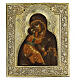 Icona russa antica Madre di Dio di Vladimir riza argento XIX sec 33x27 cm s1