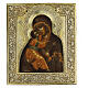 Ancient Russian icon Mother of God of Vladimir riza silver 19th century 33x27 cm s1