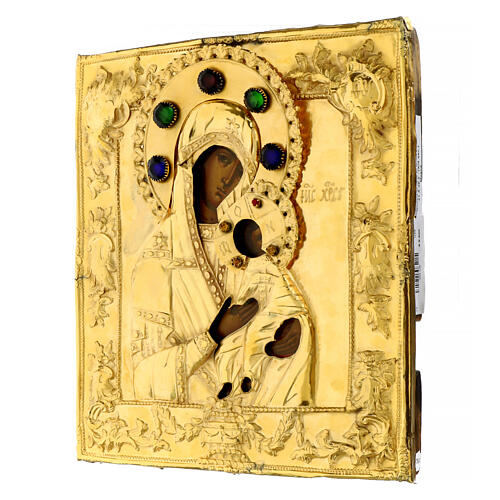 Icône russe ancienne Notre-Dame de la Passion riza argent XIXe siècle 31x27,5 cm 5