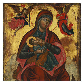 Icône ancienne grecque Vierge Marie allaitant XIXe siècle 54x41 cm