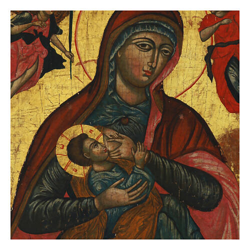 Icône ancienne grecque Vierge Marie allaitant XIXe siècle 54x41 cm 3