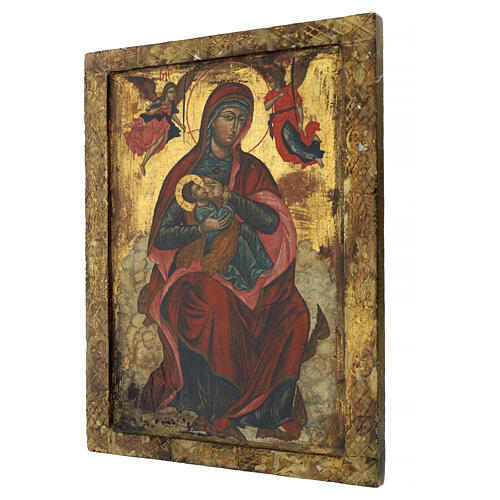 Icône ancienne grecque Vierge Marie allaitant XIXe siècle 54x41 cm 4