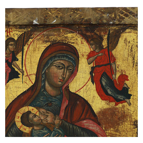 Icône ancienne grecque Vierge Marie allaitant XIXe siècle 54x41 cm 5