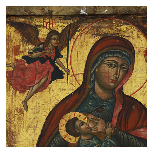 Icône ancienne grecque Vierge Marie allaitant XIXe siècle 54x41 cm 7