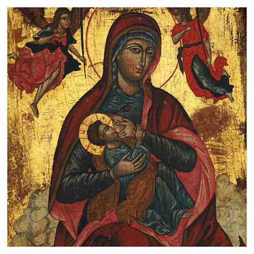 Icône ancienne grecque Vierge Marie allaitant XIXe siècle 54x41 cm 8