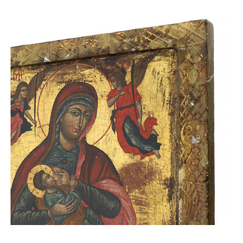 Icône ancienne grecque Vierge Marie allaitant XIXe siècle 54x41 cm 9