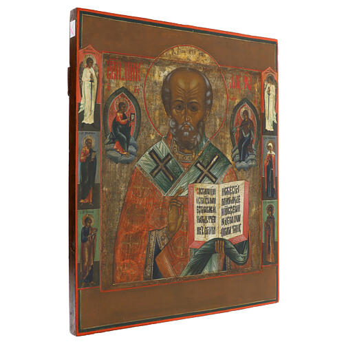 Icona antica russa San Nicola di Myra XIX sec 53,5x43 cm 3