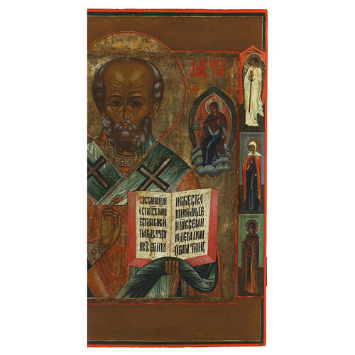 Icona antica russa San Nicola di Myra XIX sec 53,5x43 cm 4