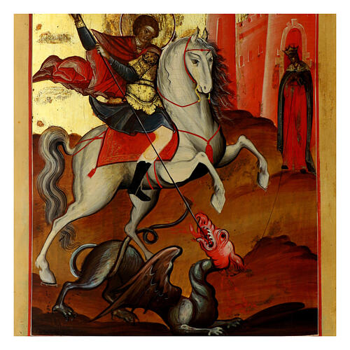 Icono antiguo ruso San Jorge y el Dragón siglo XIX 46X35 cm 4