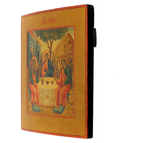 Icône russe ancienne Trinité de l'Ancien Testament XIXe siècle 31x26,5 cm 3
