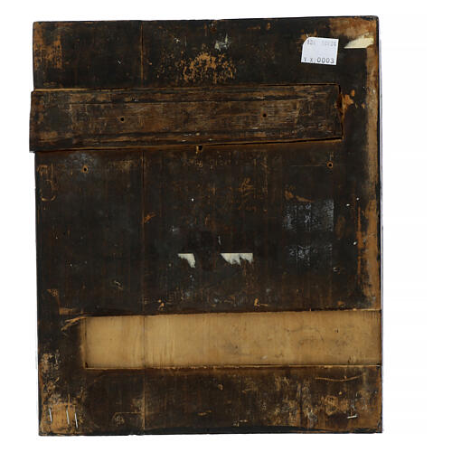Icona russa antica Trinità dell'Antico Testamento XIX sec 31x26,5 cm 4