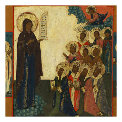 Icona russa antica Madre di Dio Bogoljubskaja XIX sec 31x26,5 2