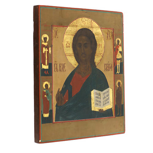 Ancient Russian icon of the Christ Pantocrator, 19th century, 12x9 in 3