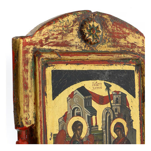 Icona antica Annunciazione Greca XIX sec 30x22 cm 4