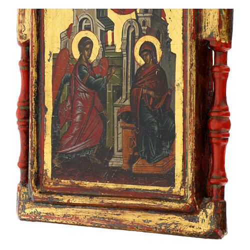 Ícone grego antigo Anunciação séc. XIX 30x22 cm 6