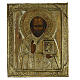 Icona russa antica San Nicola bronzo XIX sec 26,5x22 cm s1