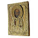 Icona russa antica San Nicola bronzo XIX sec 26,5x22 cm s5