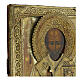 Icona russa antica San Nicola bronzo XIX sec 26,5x22 cm s6
