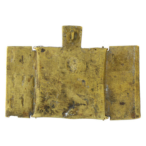 Alte faltbare Bronzeikone, Russland – Heilige Paraskeva mit Heiligen, 19 Jh, 11 × 9,5 cm 5