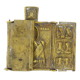 Ancient bronze folding icon Russia Saint Paraskeva saints 19th century 7x10 cm