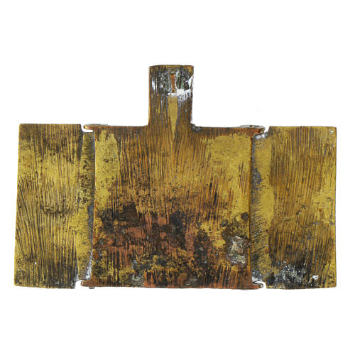 Icono antiguo de viaje San Nicolás y Santos Rusia siglo XVIII 5x6 cm 5