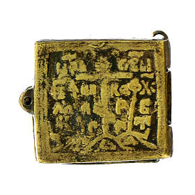 Icono de viaje antiguo Odighitria San Nicolás siglo XIX 7x3 cm