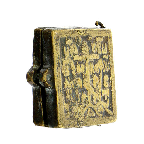 Icono de viaje antiguo Odighitria San Nicolás siglo XIX 7x3 cm 4