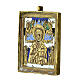 Icona antica da viaggio San Nicola bronzo XIX secolo 5x3,5 cm s2