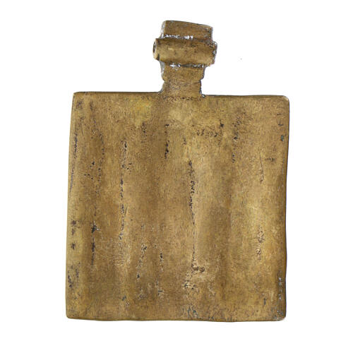 Icona da viaggio antica Santi Martiri bronzo XIX sec 6x4,5 cm 3